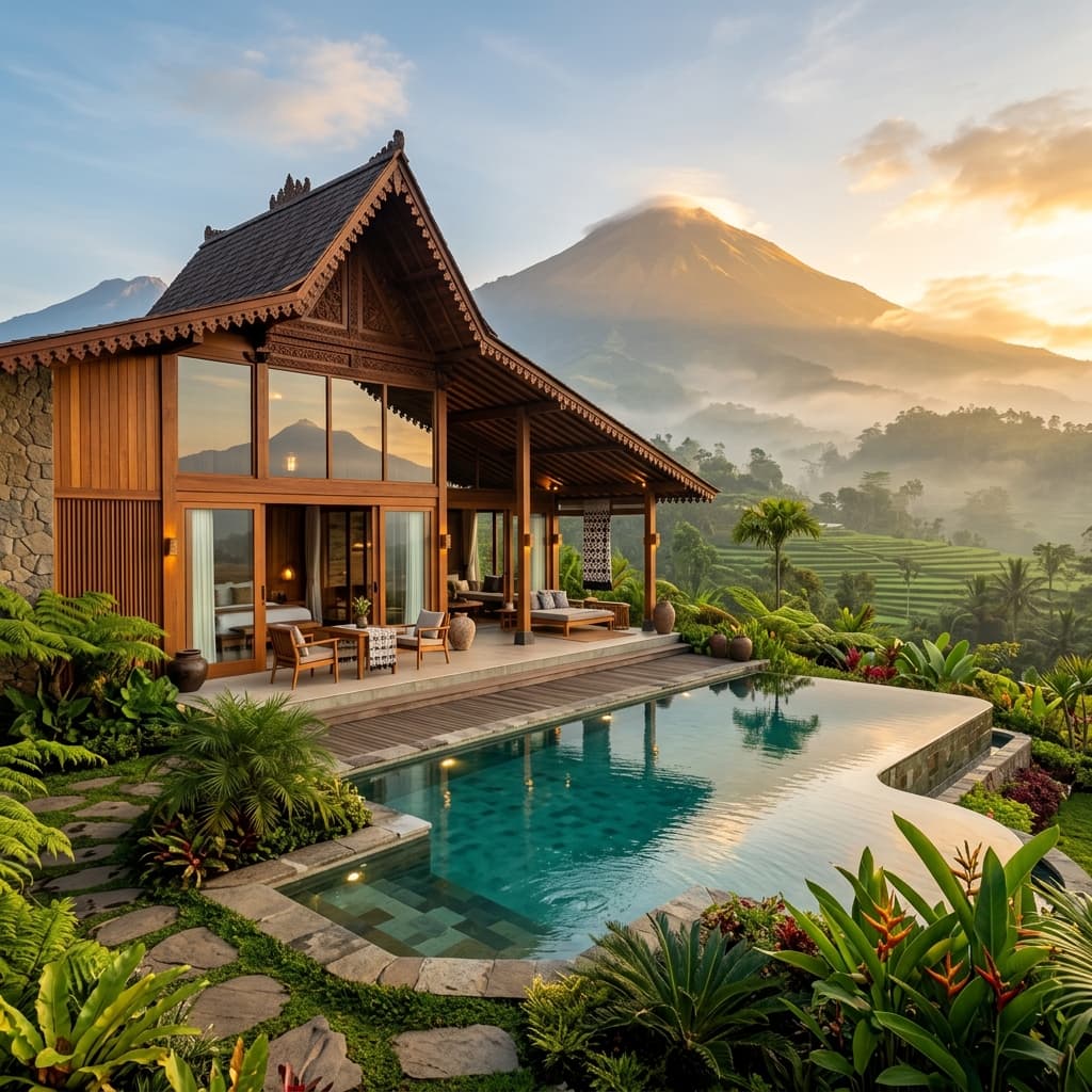 Villa premium di Wonosobo dengan view Gunung Sindoro